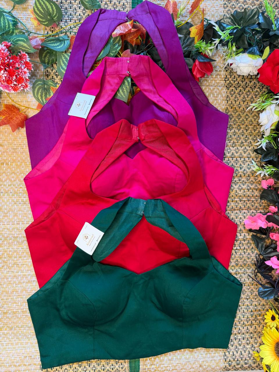 Sweetheart Neck Padded Halter Blouse Purple -AMBARI