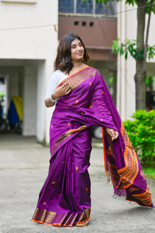 Rajrani – Rayon Silk Saree, Purple Gold