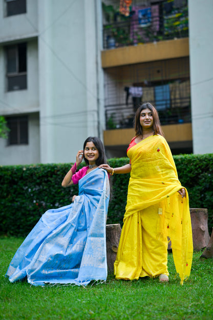 Pitambari – Mangalagiri Cotton Saree, Yellow Multicolor