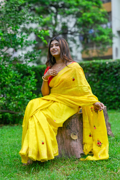 Pitambari – Mangalagiri Cotton Saree, Yellow Multicolor