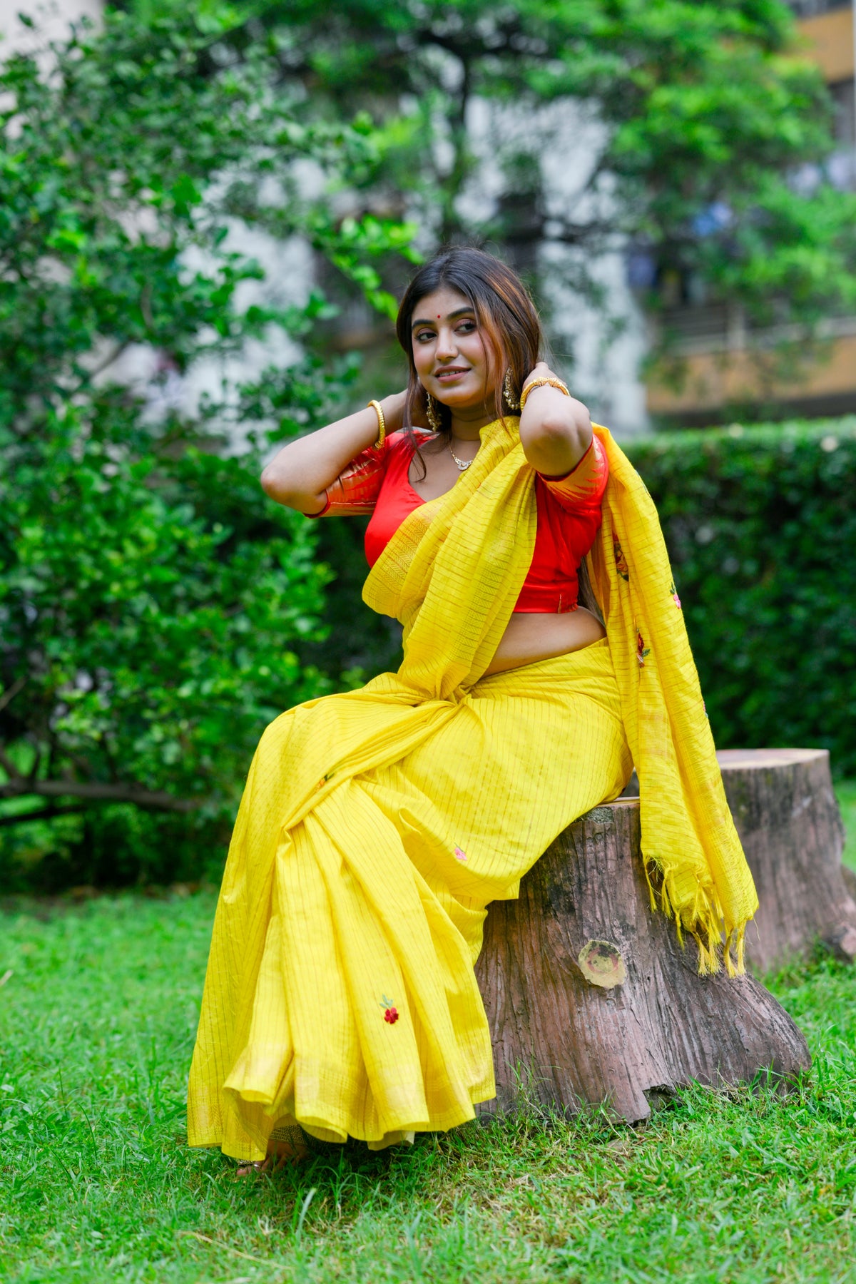 Pitambari – Mangalagiri Cotton Saree, Yellow Multicolor