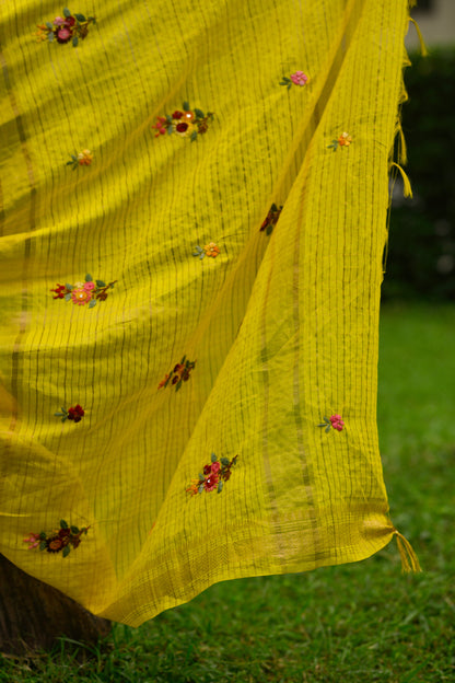 Pitambari – Mangalagiri Cotton Saree, Yellow Multicolor