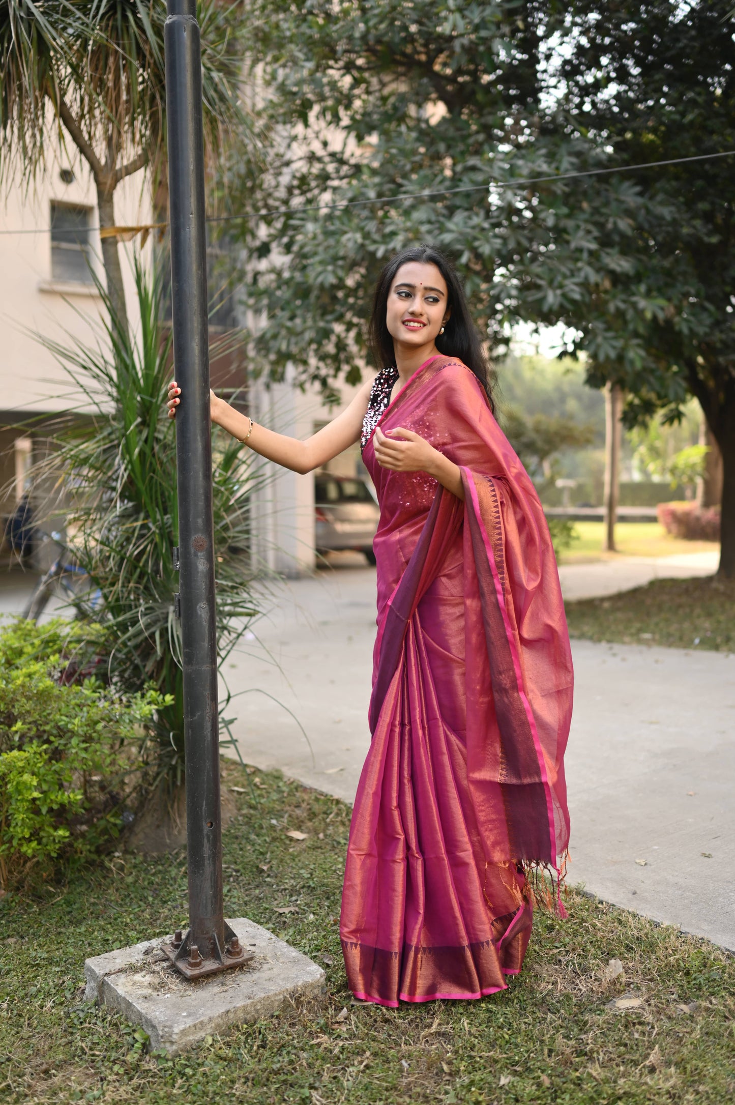 Jhalmale - Cotton Tissue Saree