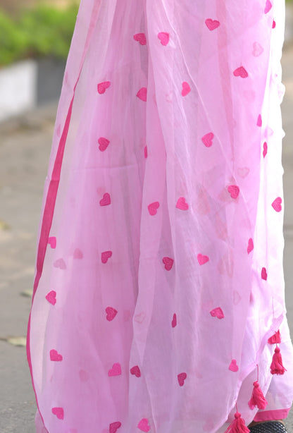 Mon Mastani - Pink Heart Mul Cotton Saree