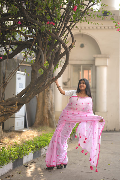 Mon Mastani - Pink Heart Mul Cotton Saree