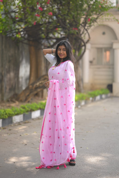 Mon Mastani - Pink Heart Mul Cotton Saree