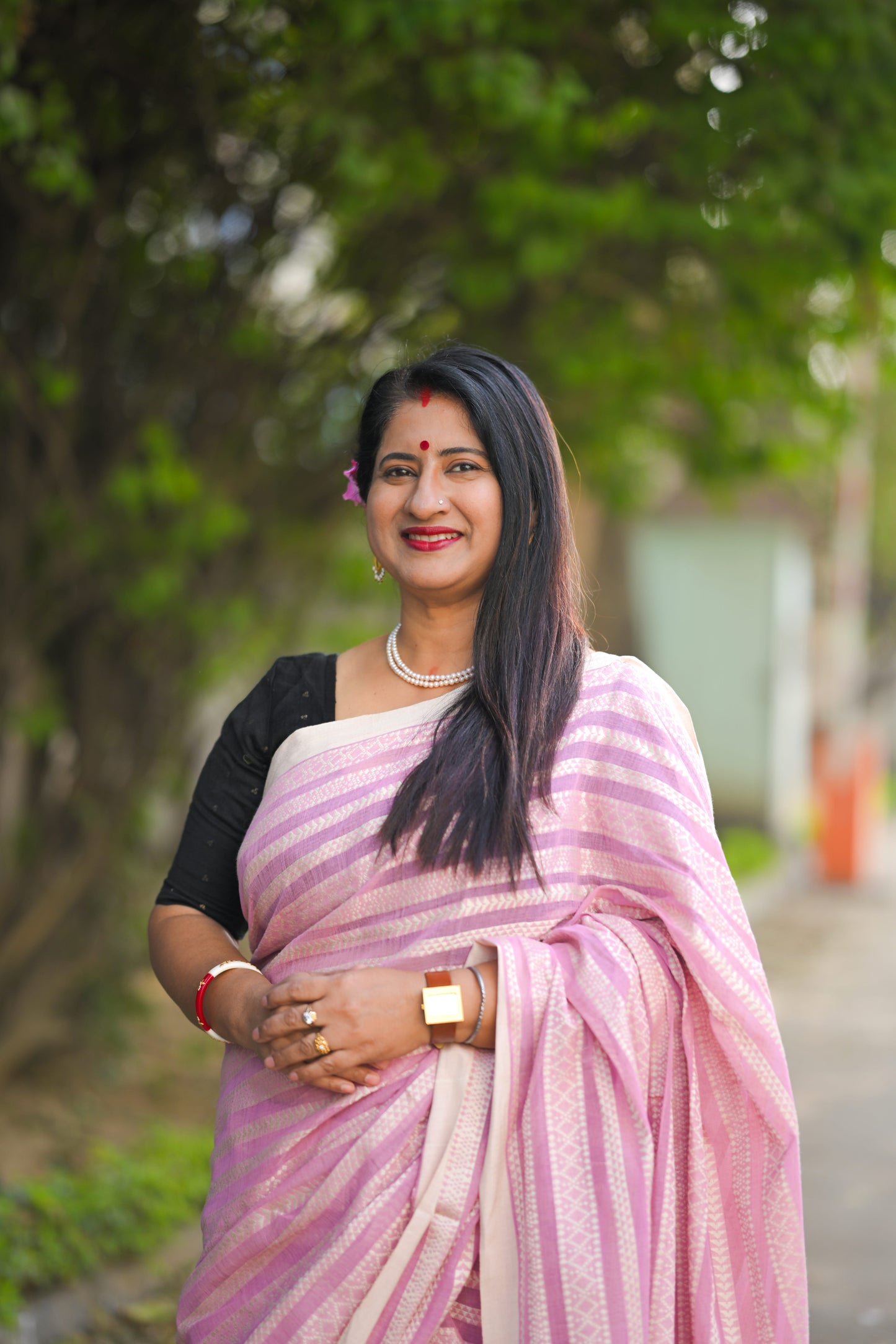 GULABARI - Cotton Handloom in pink Saree