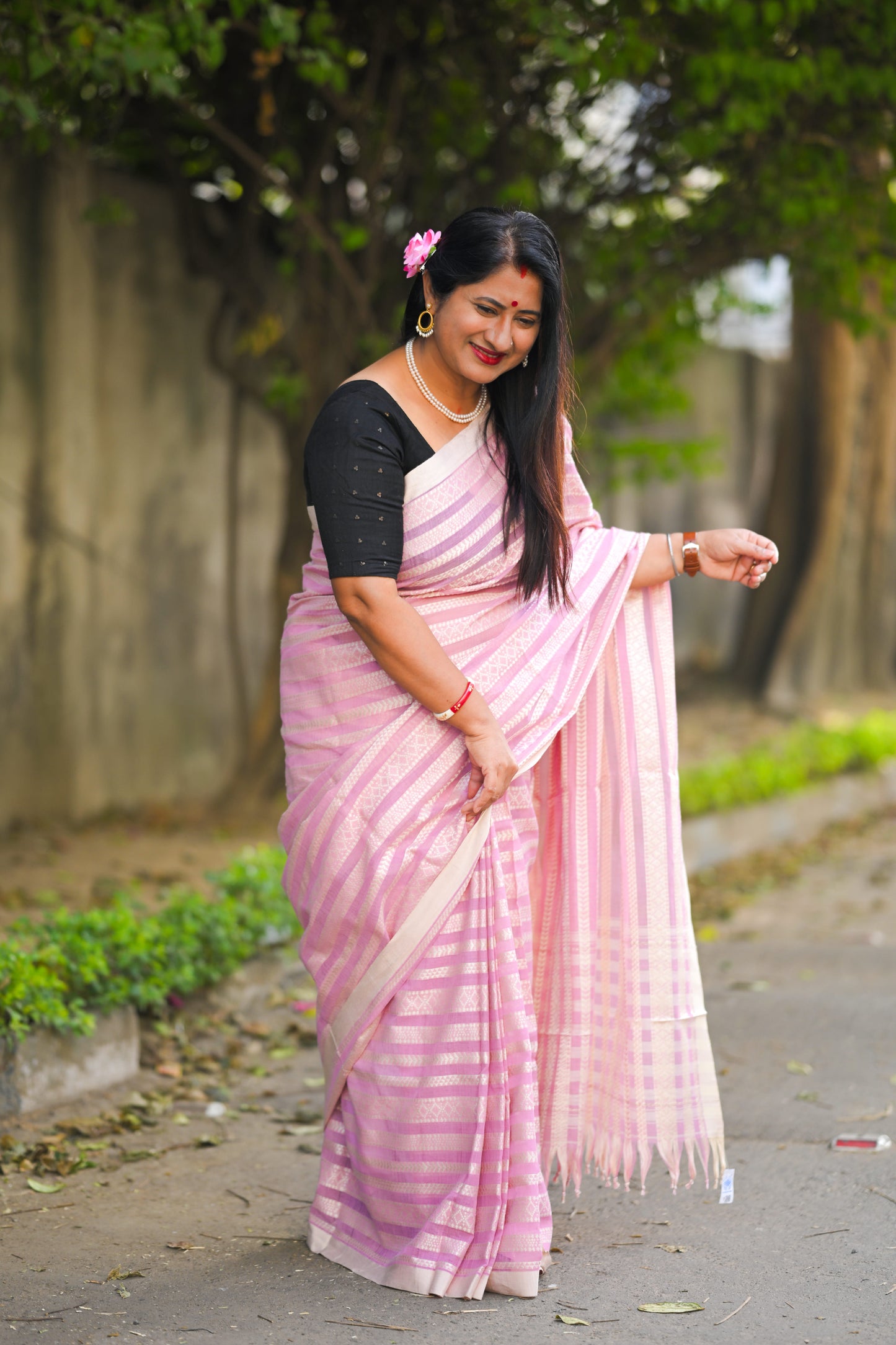 GULABARI - Cotton Handloom in pink Saree