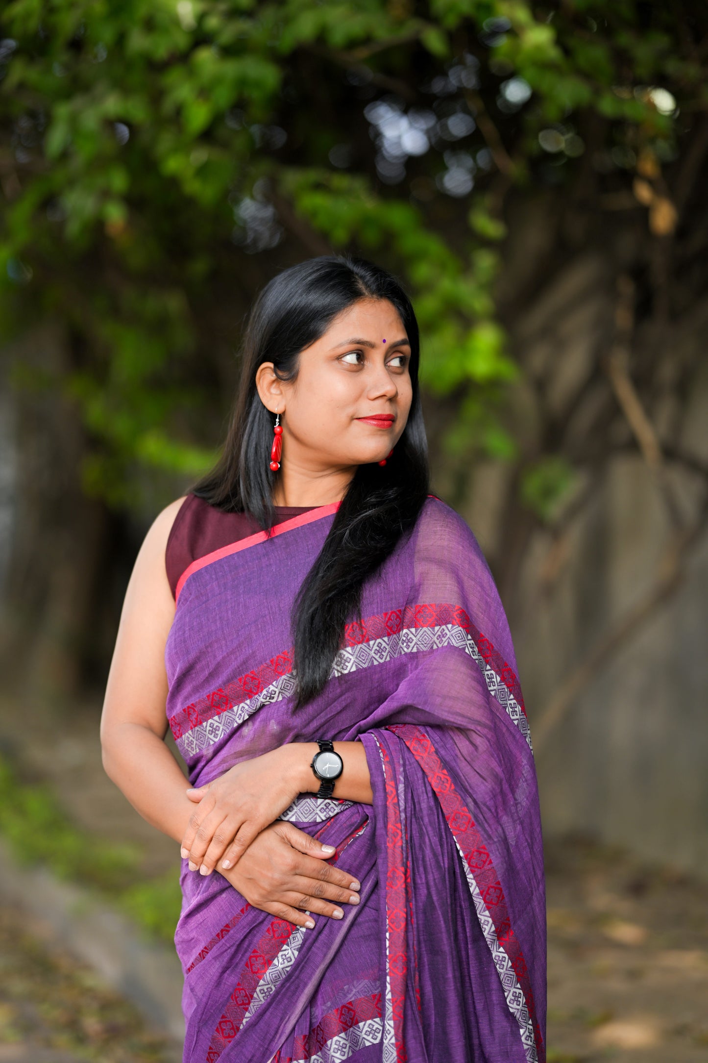 AAHINI- Purple Cotton Handloom Saree