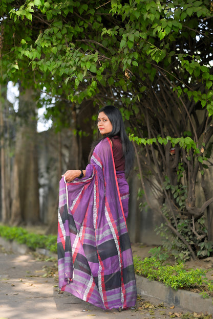 AAHINI- Purple Cotton Handloom Saree