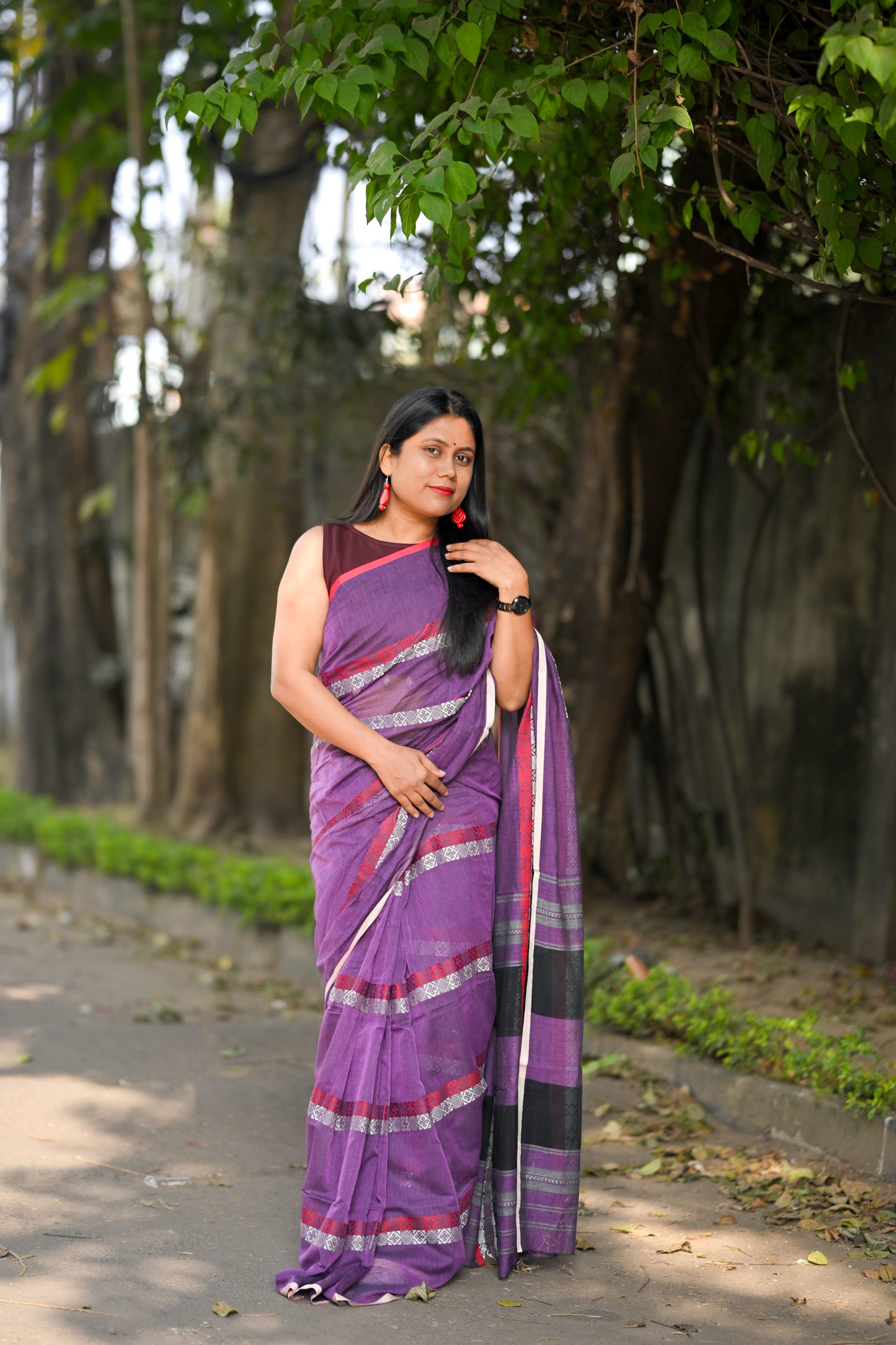 AAHINI- Purple Cotton Handloom Saree