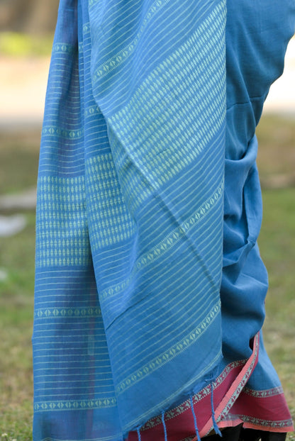 ARADHYA- Blue Cotton Handloom Saree