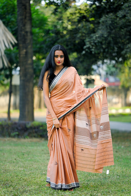 CHARULATA- Cotton Handloom brown Saree