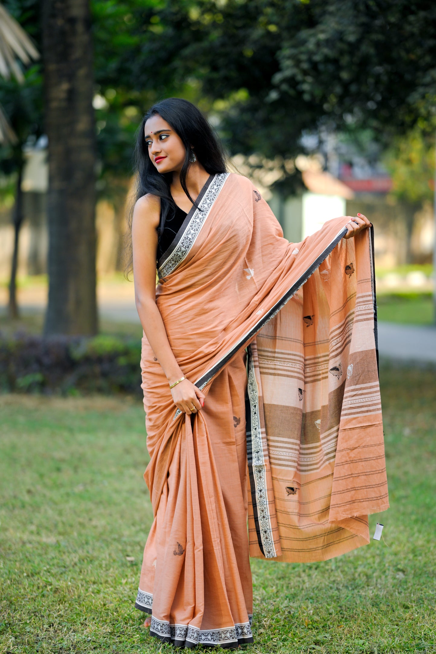 CHARULATA- Cotton Handloom brown Saree