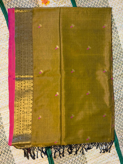 Kanaka – Rayon Silk Saree, Golden Maroon