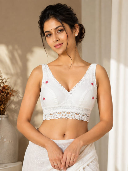 White Lace Bloom by Aramvori - Blouse