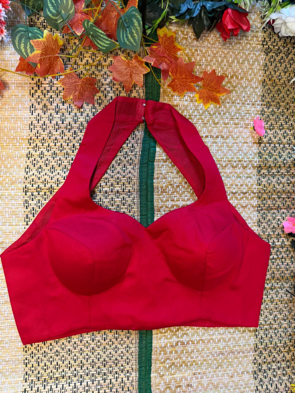 Sweetheart Neck Padded Halter Blouse Red - ANAAR