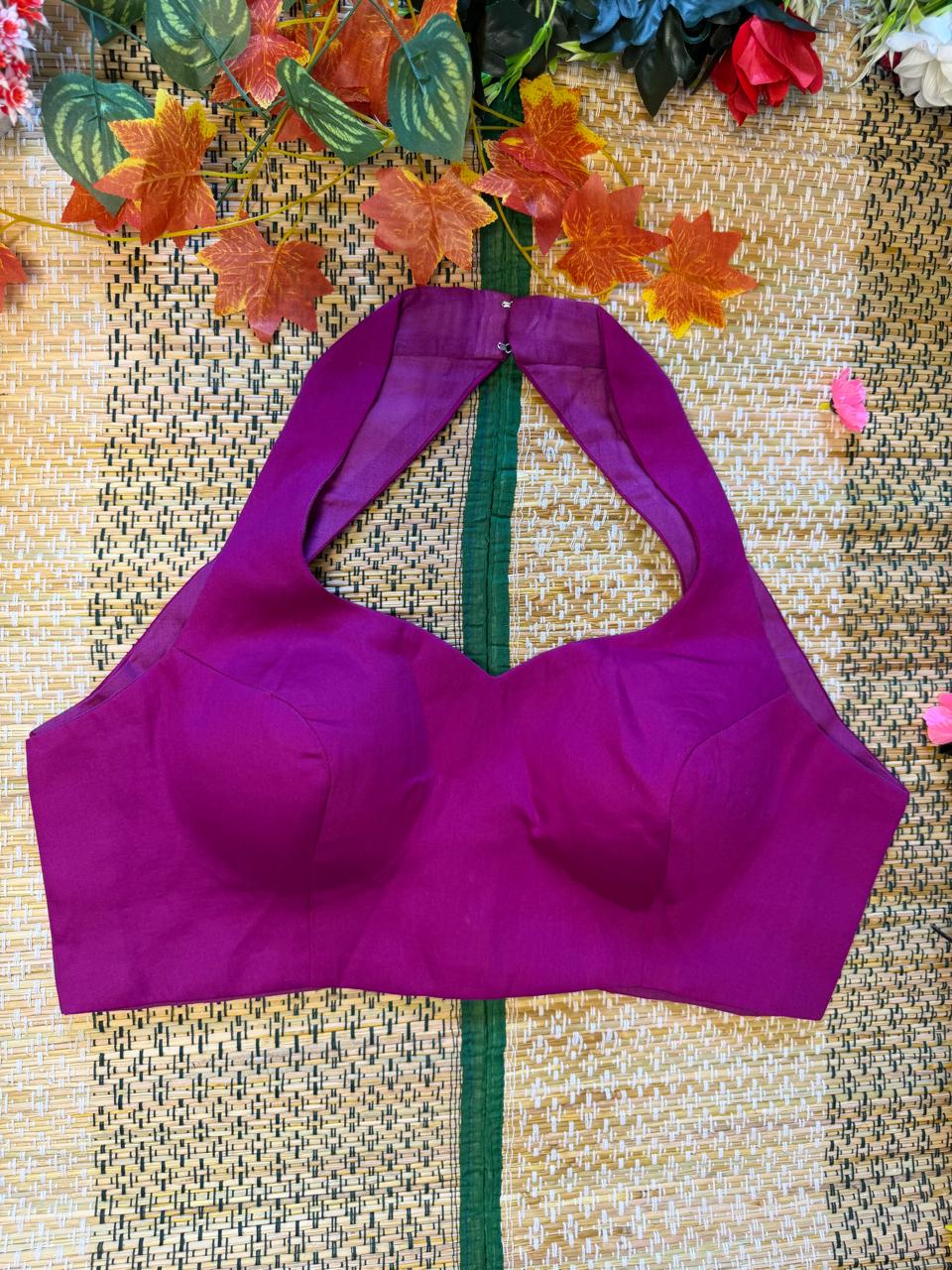 Sweetheart Neck Padded Halter Blouse Purple -AMBARI