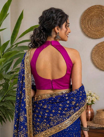 Sweetheart Neck Padded Halter Blouse Purple -AMBARI