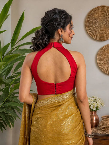 Sweetheart Neck Padded Halter Blouse Red - ANAAR