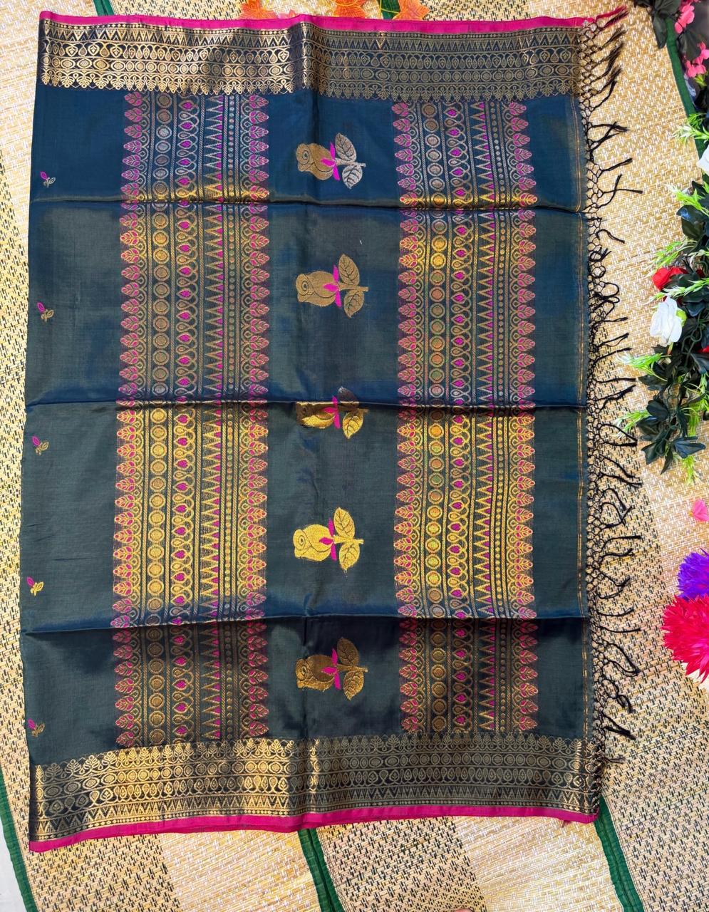 Shyama – Rayon Silk Saree, Bottle Green