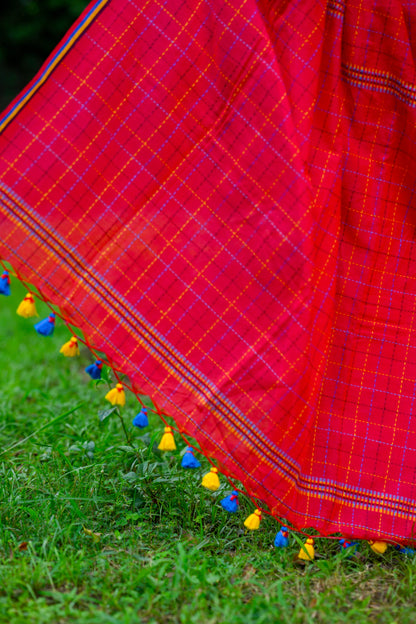 Ranjana – Kantha Stitch Saree, Pink Multicolor