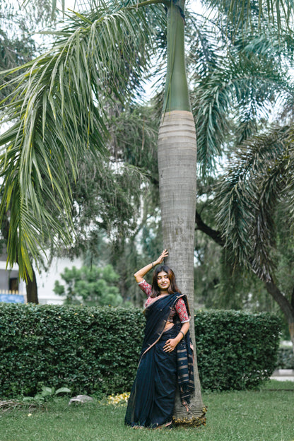 Krishnaa – Cotton Jamdani Saree, Black
