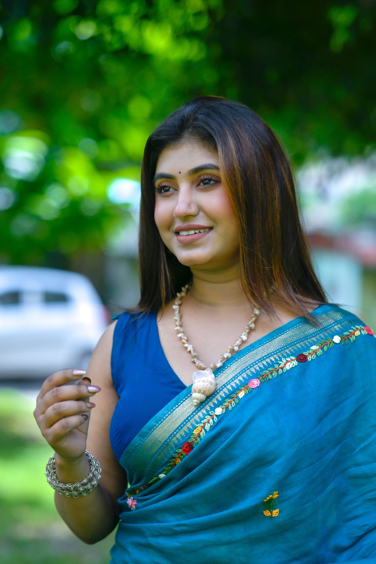Ambara – Maheshwari Saree, Blue Multicolor