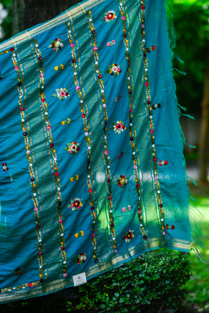 Ambara – Maheshwari Saree, Blue Multicolor