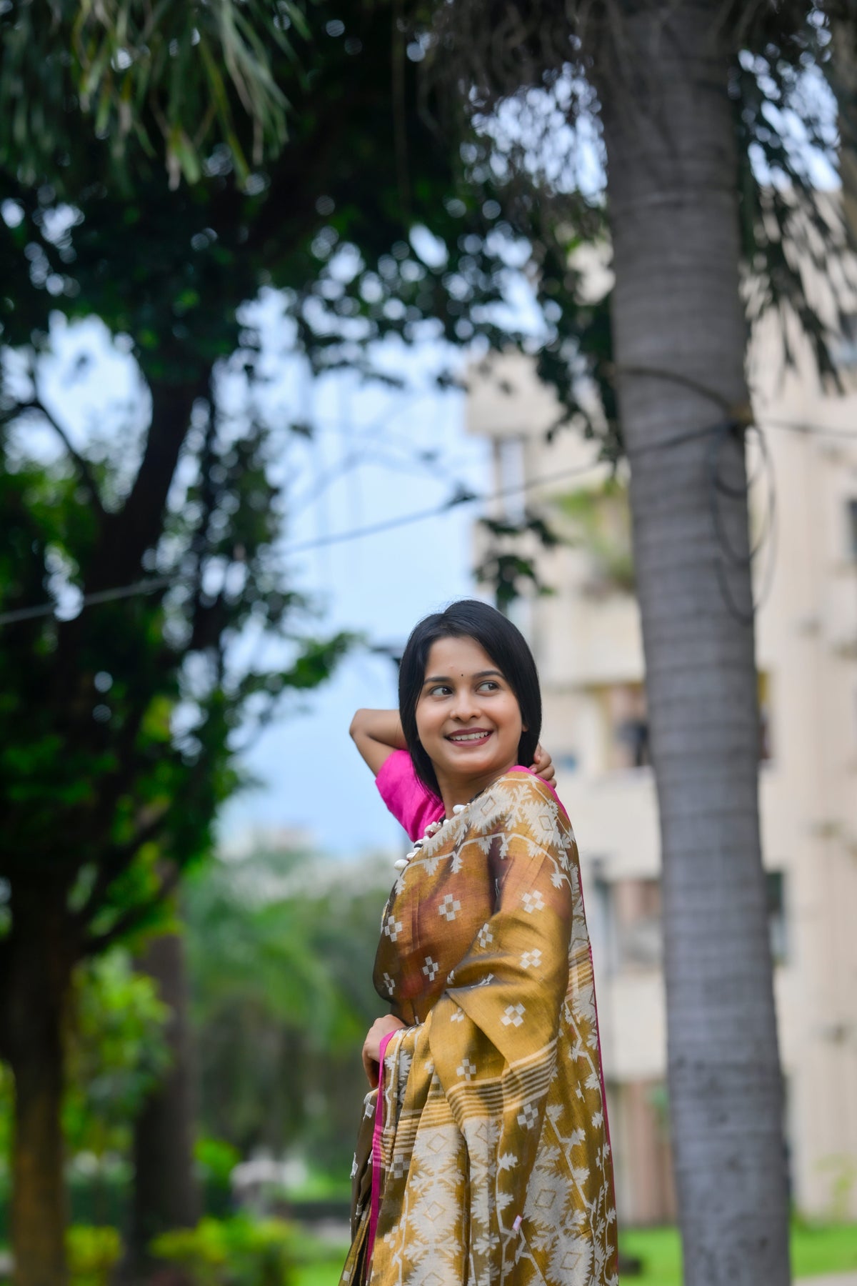 Chitralekha – Tissue Cotton Saree, Copper Gold