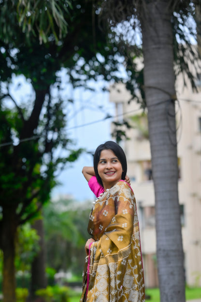 Chitralekha – Tissue Cotton Saree, Copper Gold