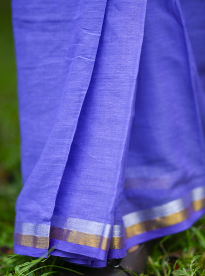 Ambuja – Mul Cotton Saree, Purple Silver Gold