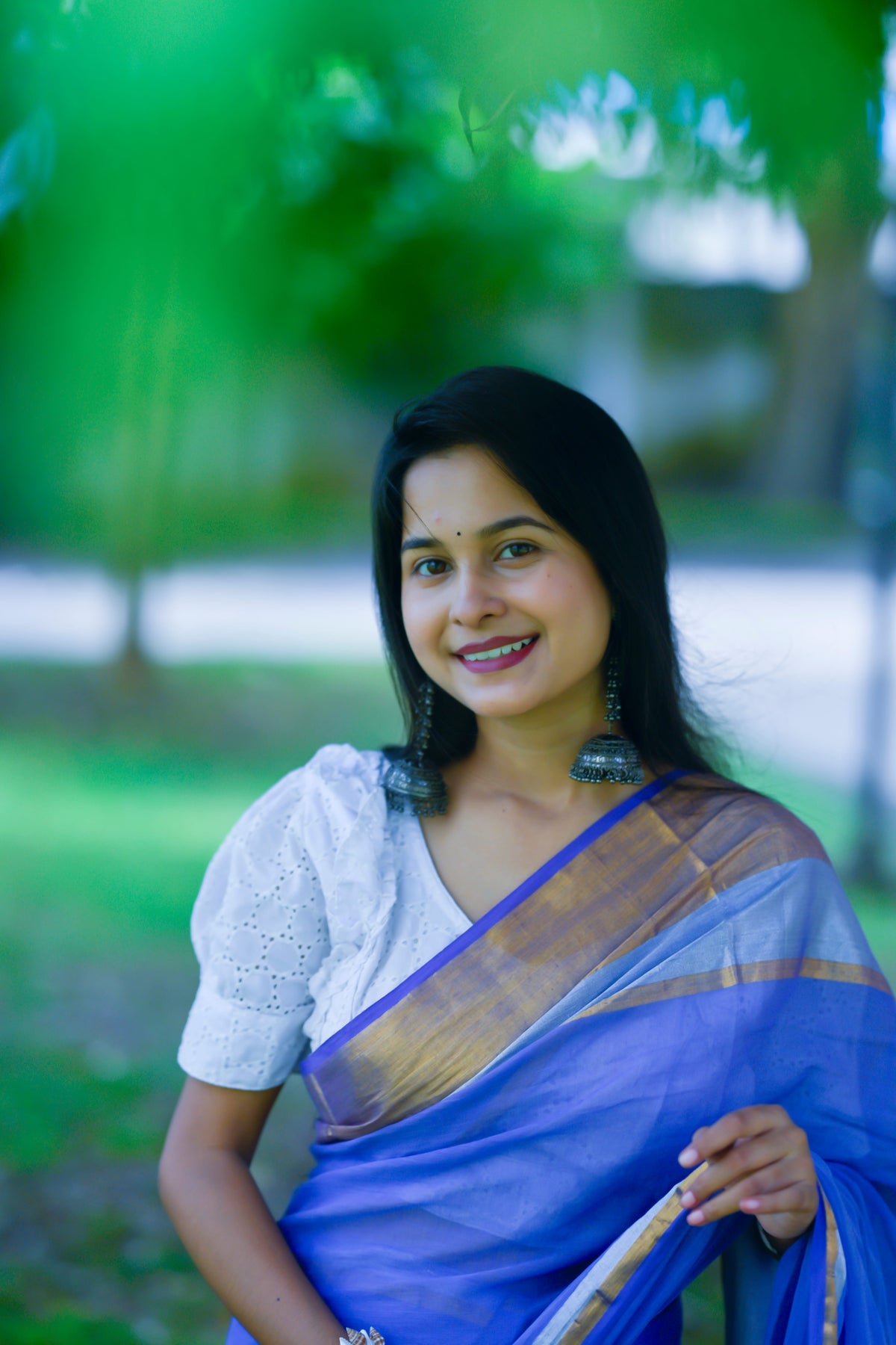 Ambuja – Mul Cotton Saree, Purple Silver Gold