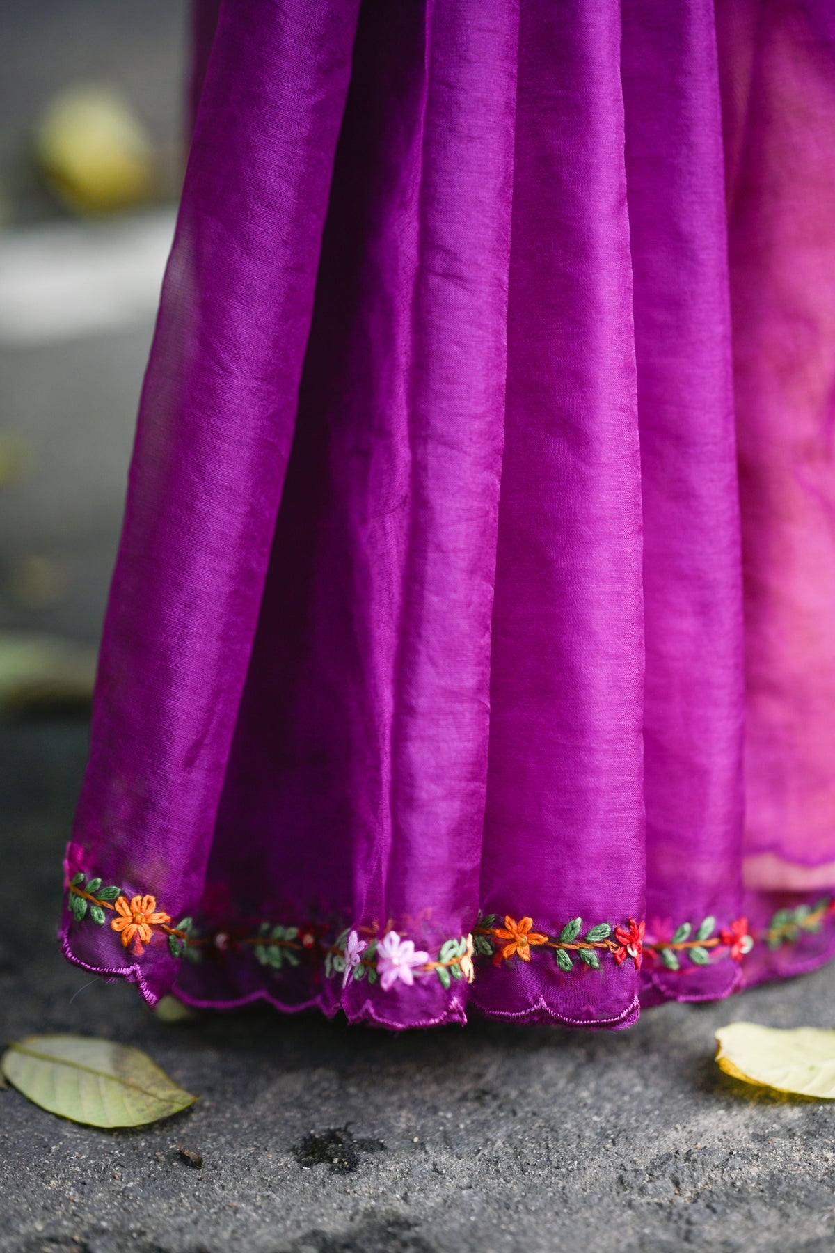 Rangbaha |Organza Floral Embroidered Saree – Purple Multicolor