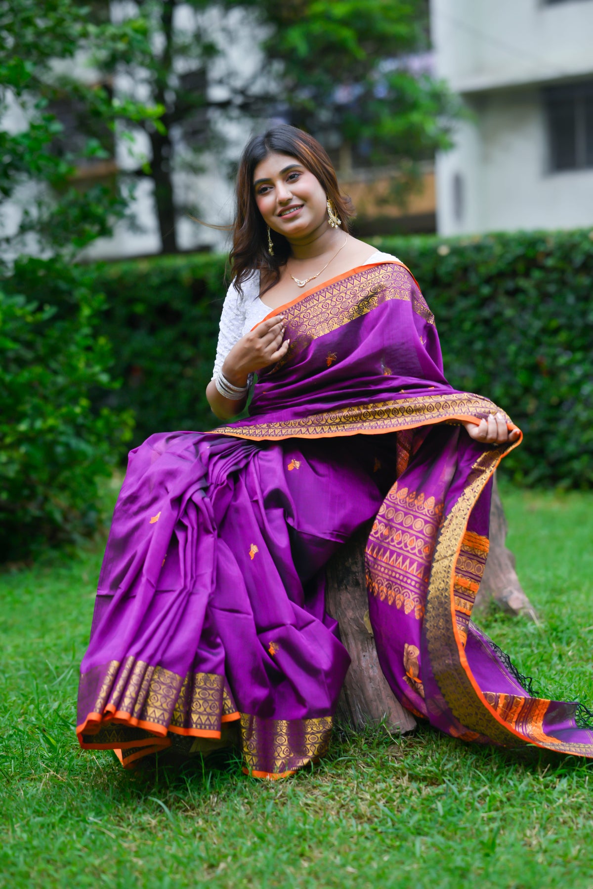 Rajrani – Rayon Silk Saree, Purple Gold