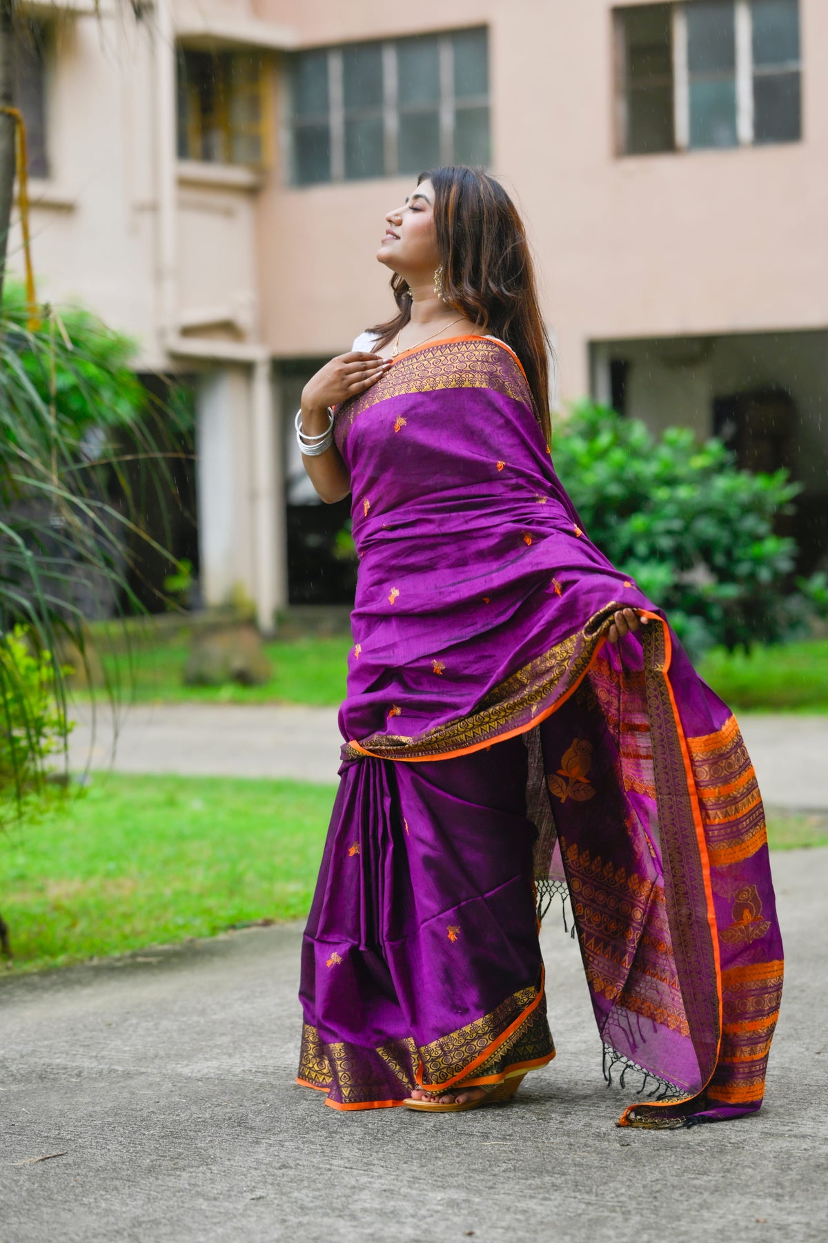 Rajrani – Rayon Silk Saree, Purple Gold