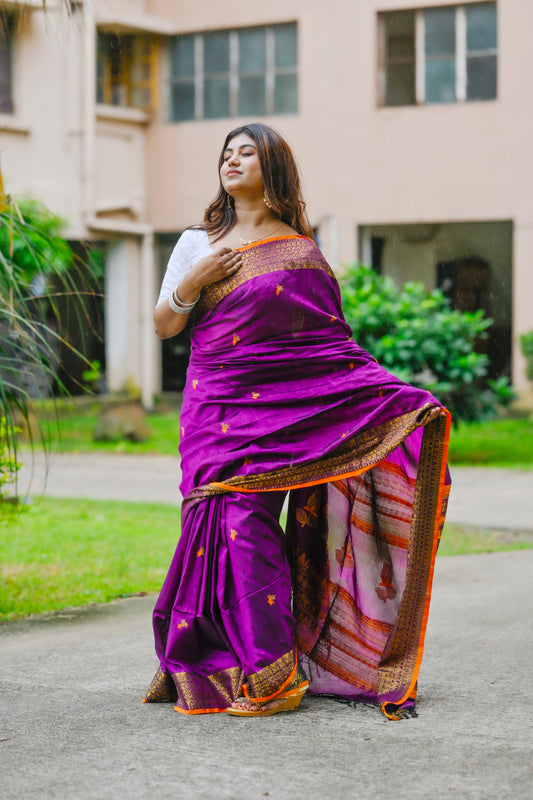 Rajrani – Rayon Silk Saree, Purple Gold