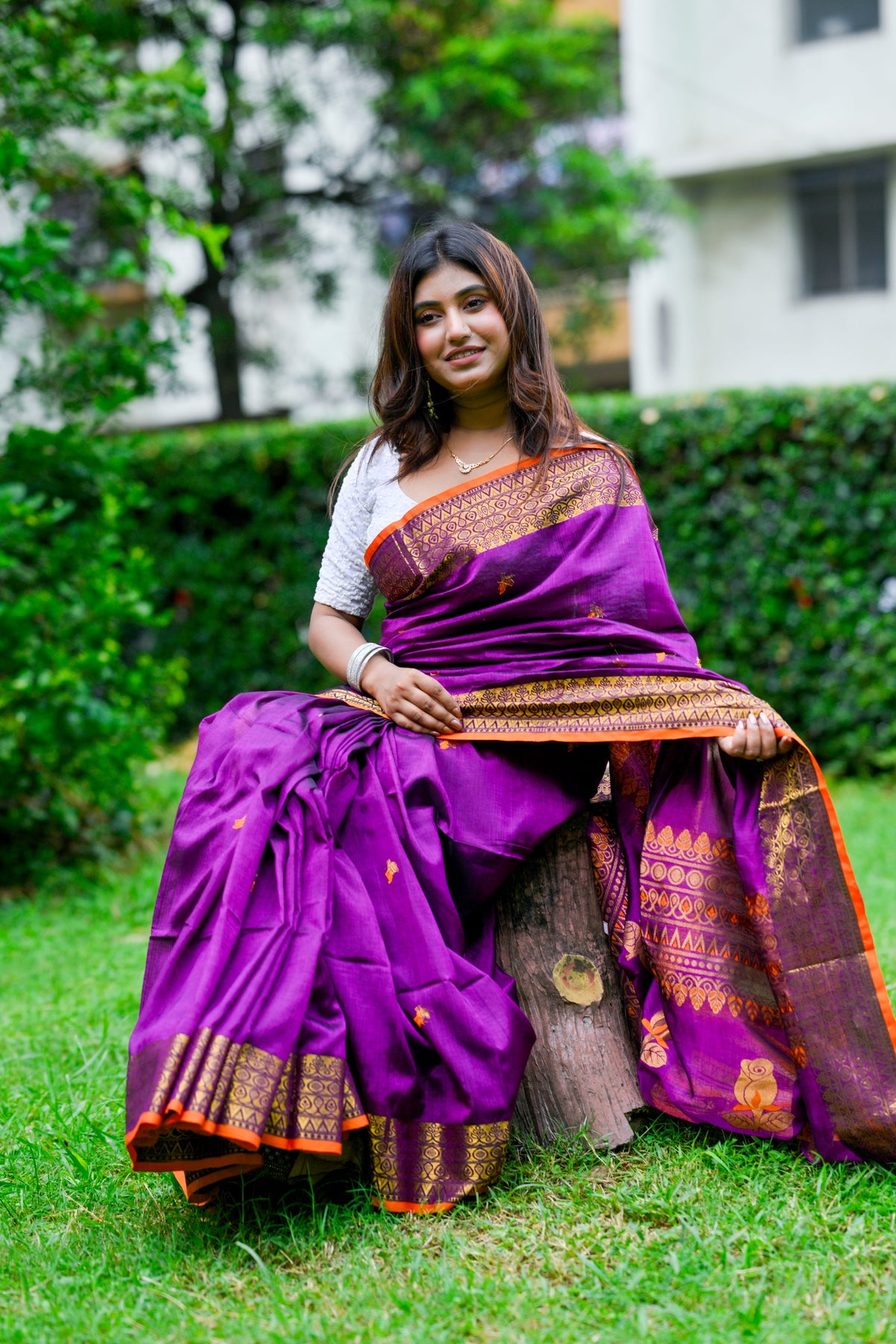 Rajrani – Rayon Silk Saree, Purple Gold