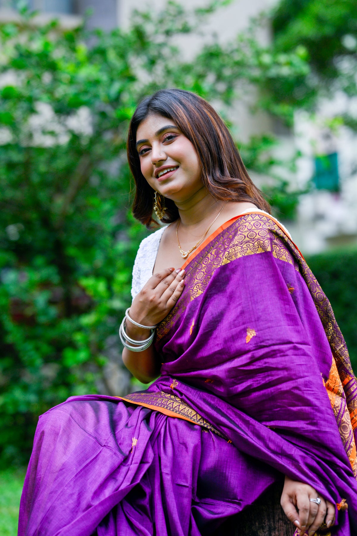 Rajrani – Rayon Silk Saree, Purple Gold