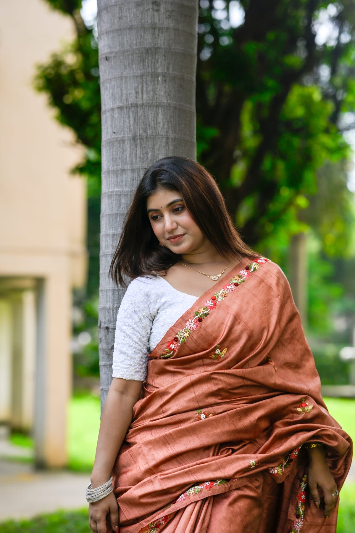 Tamra – Semi-Tussar Silk Saree, Rust Copper