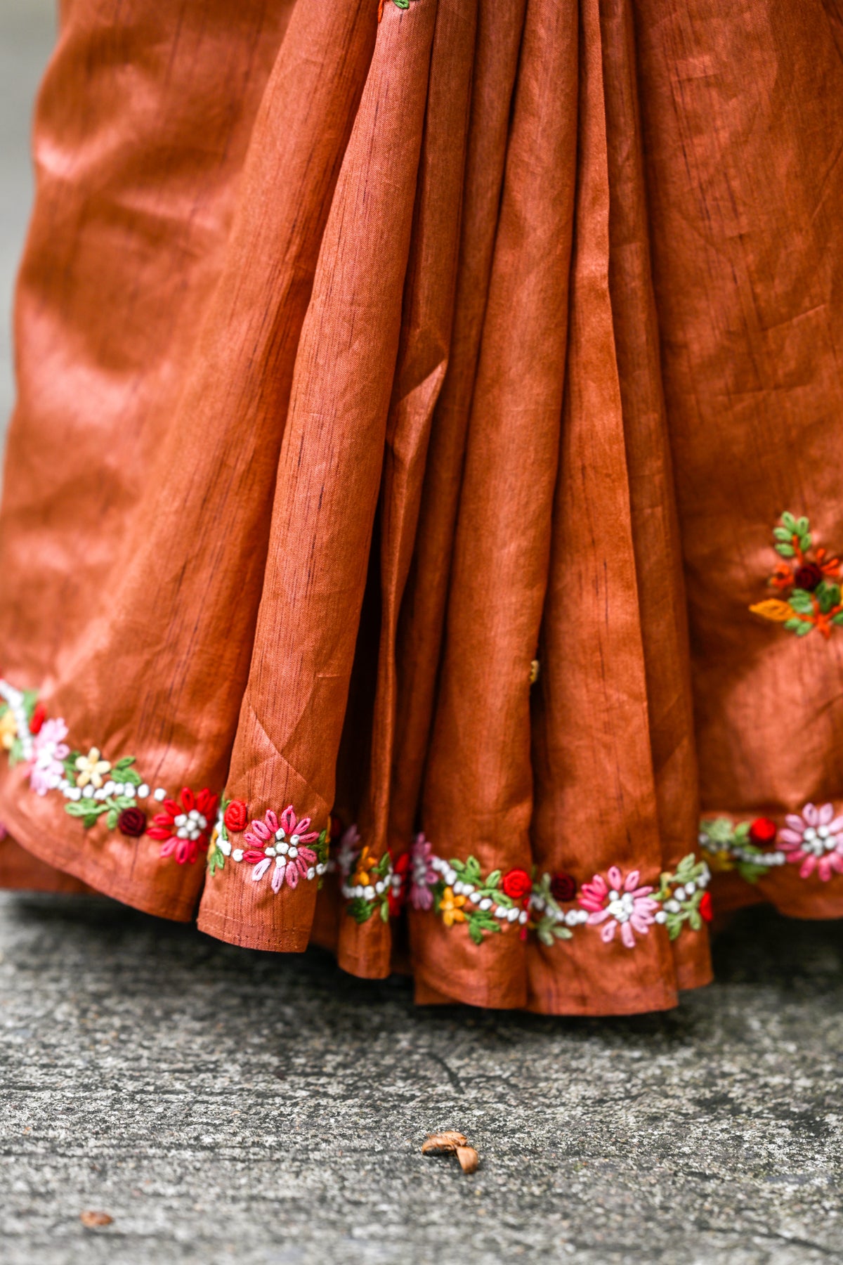Tamra – Semi-Tussar Silk Saree, Rust Copper